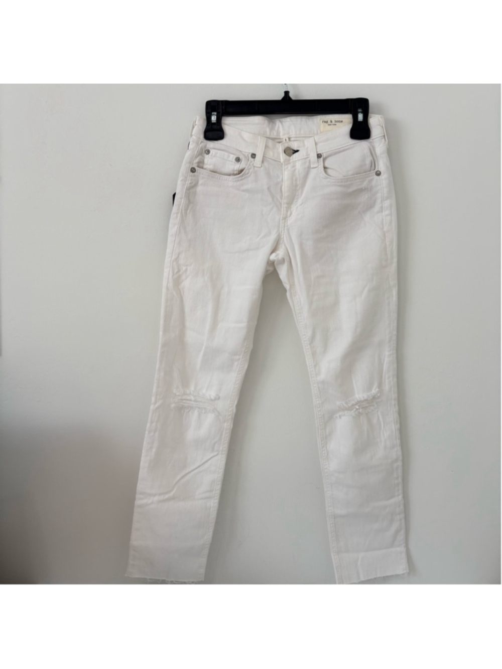 #329 Rag & Bone Dre Low-Rise Ankle Slim Boyfriend Jeans Sz 24 (13.75”W)White NWT - Picture 2 of 14